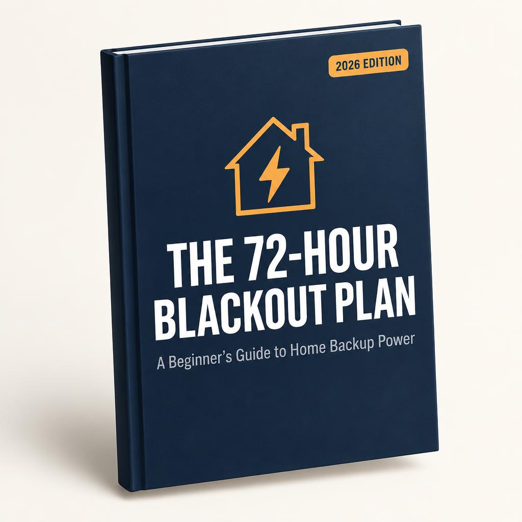 Cover of The 72-Hour Blackout Plan, a beginner's guide to home backup power, 2026 edition